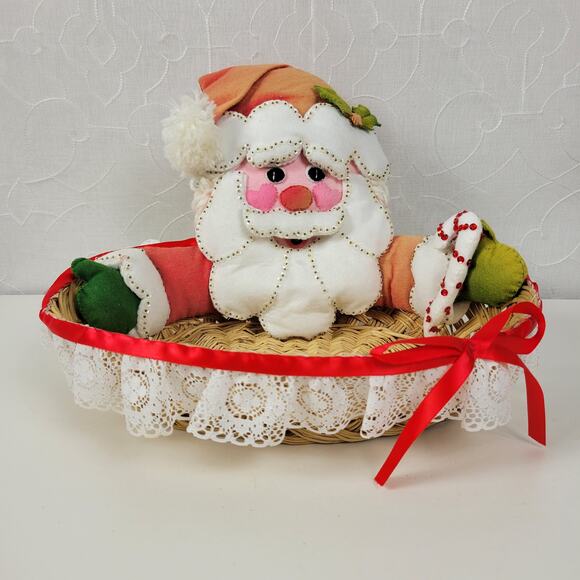 Vintage Christmas Santa Hamper Basket Decorative Wicker Organizing Food Basket - Picture 14 of 14